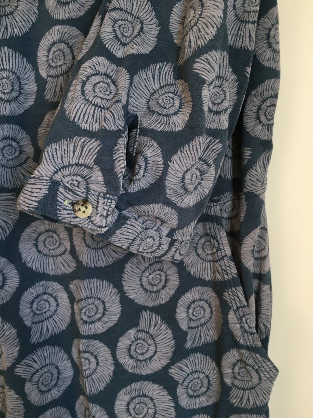 Ammonite Paleontologist Print Cotton Blue & White Tunic Dress/Top - EU42 - Picture 7 of 16